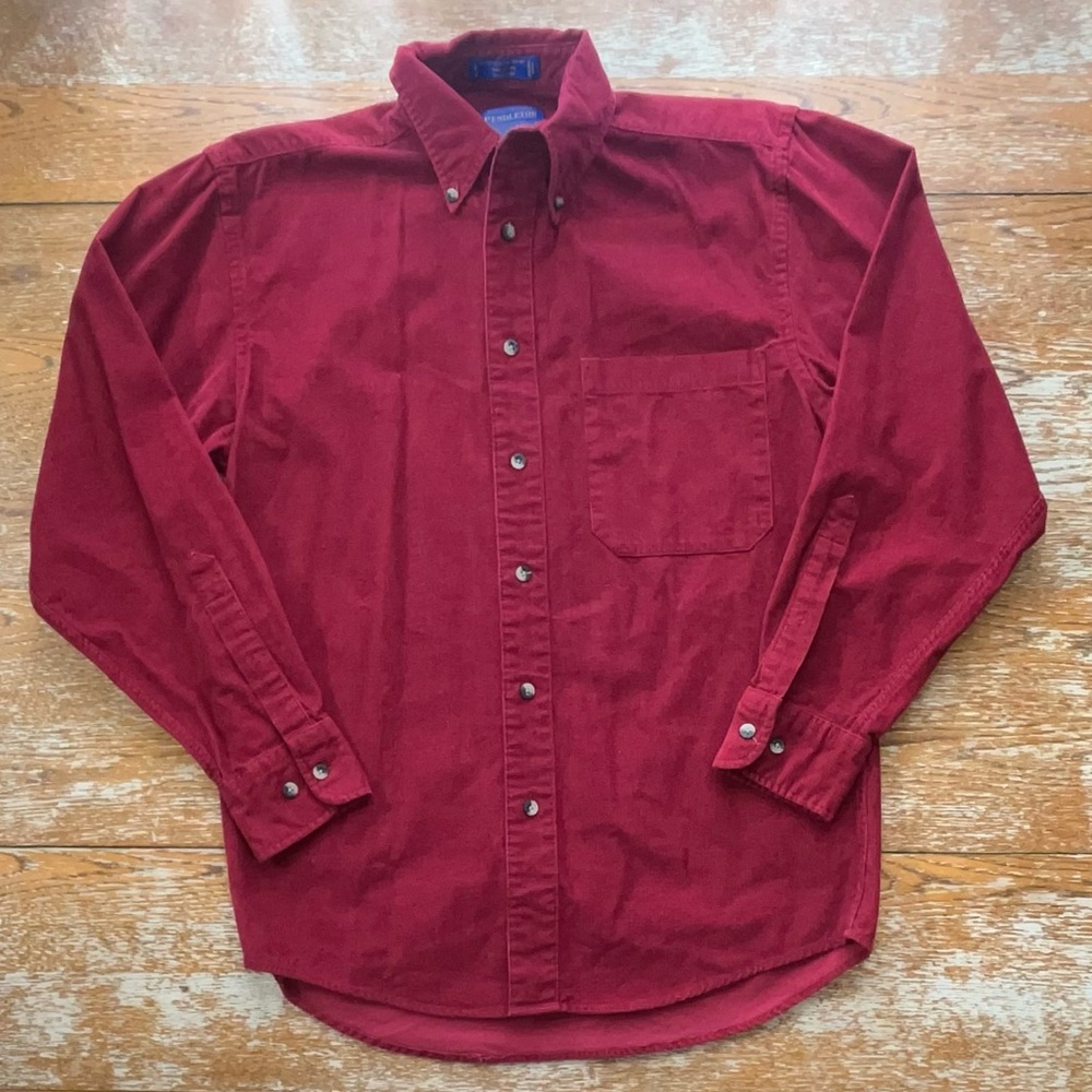 Pendleton 100% Cotton Solid Red Long Sleeve Butto… - image 1
